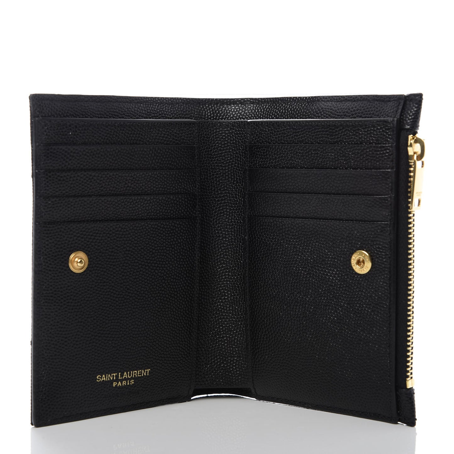 Grain De Poudre Matelasse Chevron Monogram Zipped Two-Part Wallet Black