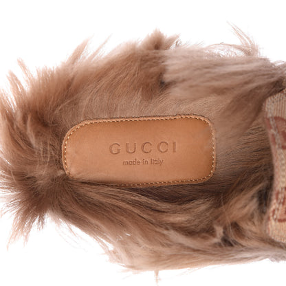 Gucci GG Monogram Fur Womens Princetown Slippers 35.5 Beige Ruggine Rust 5 of 8