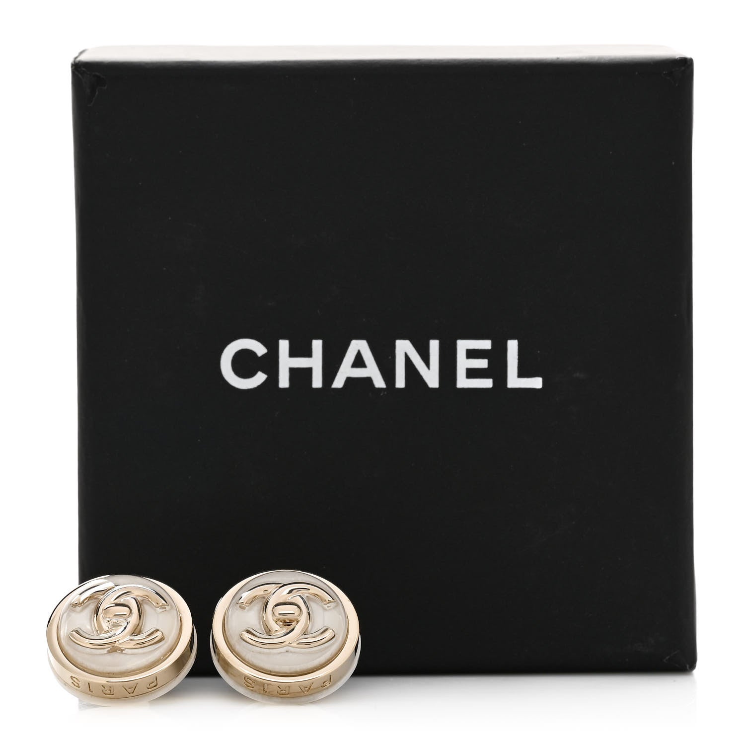Chanel Resin CC Turnlock Earrings White Gold 5 of 5