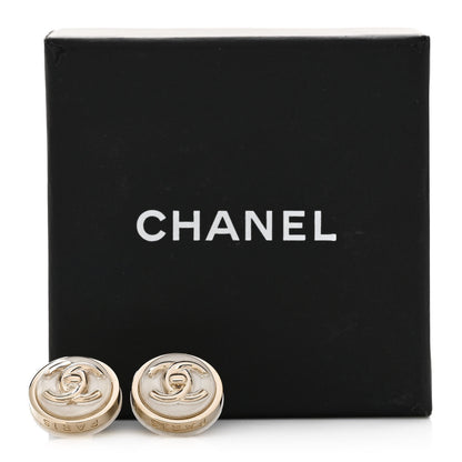 Chanel Resin CC Turnlock Earrings White Gold 5 of 5