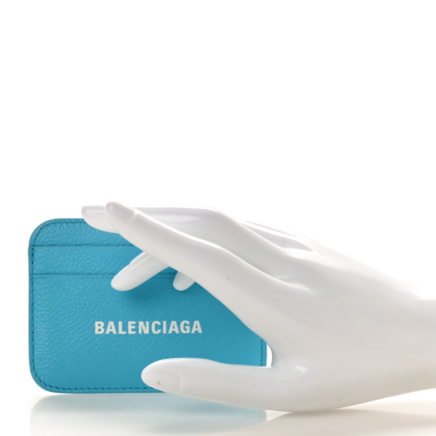 Balenciaga Grained Calfskin Logo Cash Rounded Card Holder Blue 2 of 8