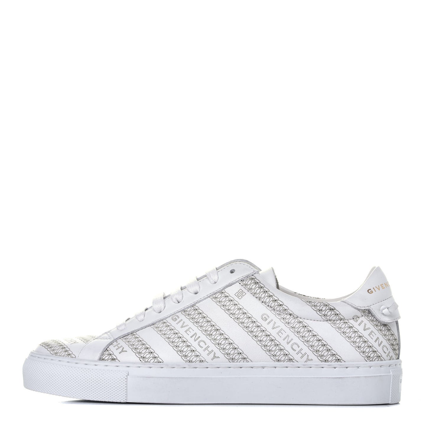 Calfskin Logo Chain Print Womens Urban Street Sneakers 36.5 White