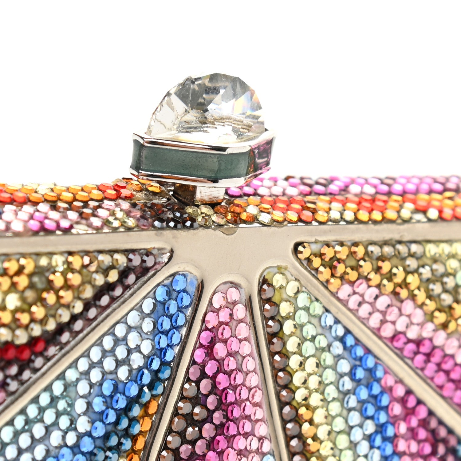 Judith Leiber Crystal Watermelon Slice Minaudiere Clutch Silver Multicolor 9 of 10