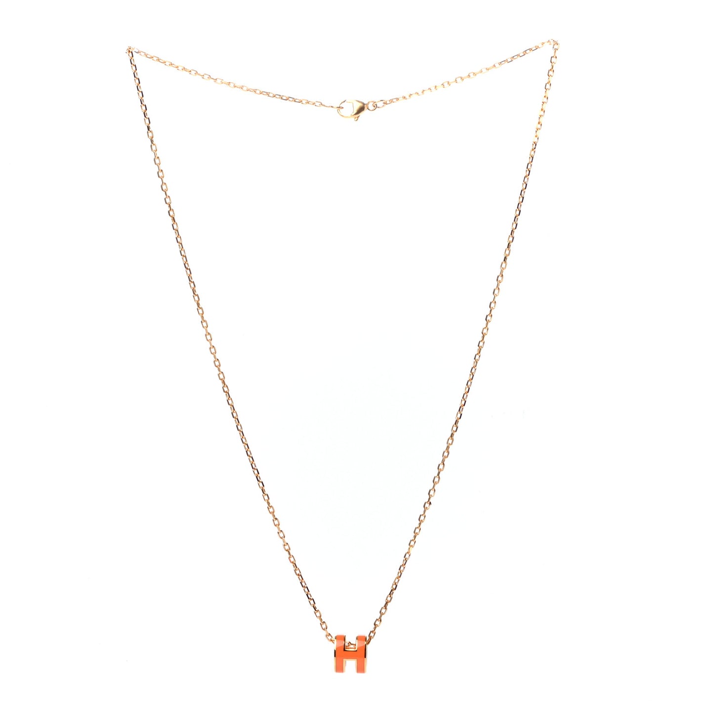 Lacquered Gold Mini Pop H Pendant Necklace Orange