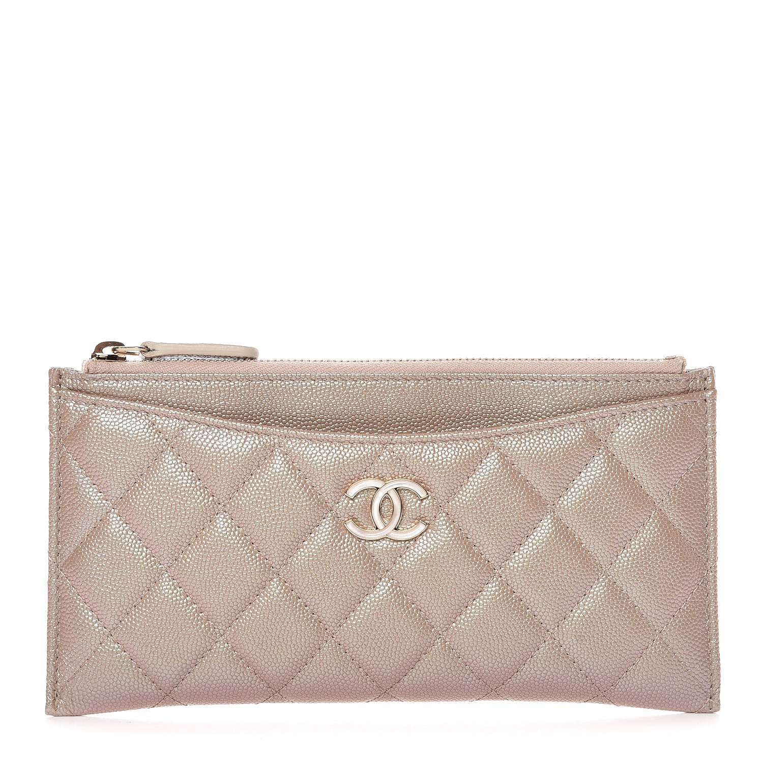 Chanel Iridescent Caviar Quilted Classic Zip Pouch Beige 1 of 8