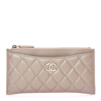 Chanel Iridescent Caviar Quilted Classic Zip Pouch Beige 1 of 8