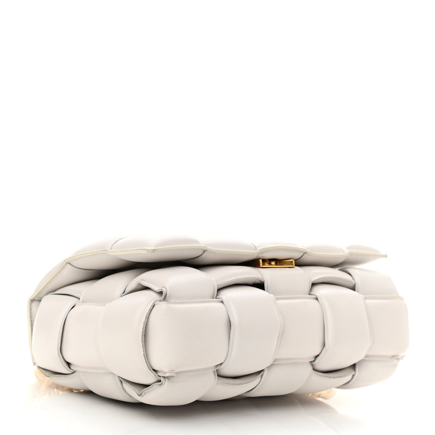 Lambskin Maxi Intreccio Padded Chain Cassette Crossbody Bag Chalk