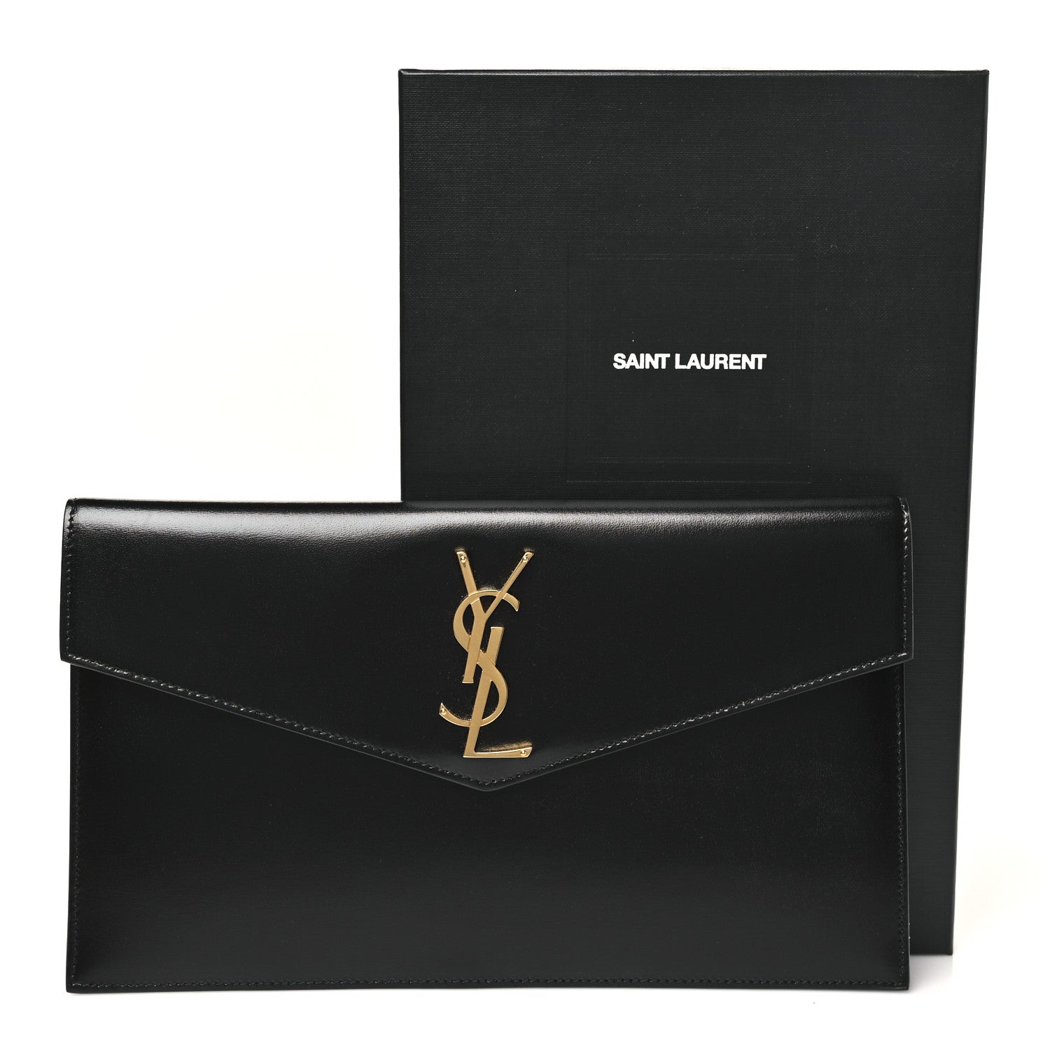 Saint Laurent Smooth Shiny Calfskin Monogram Uptown Pouch Black 8 of 8
