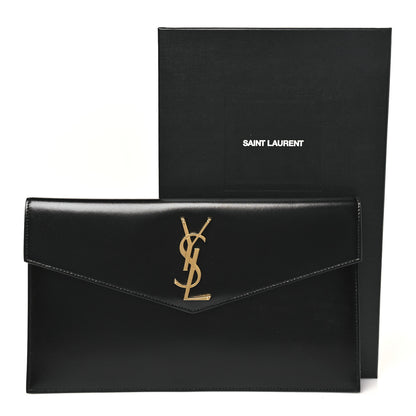Saint Laurent Smooth Shiny Calfskin Monogram Uptown Pouch Black 8 of 8