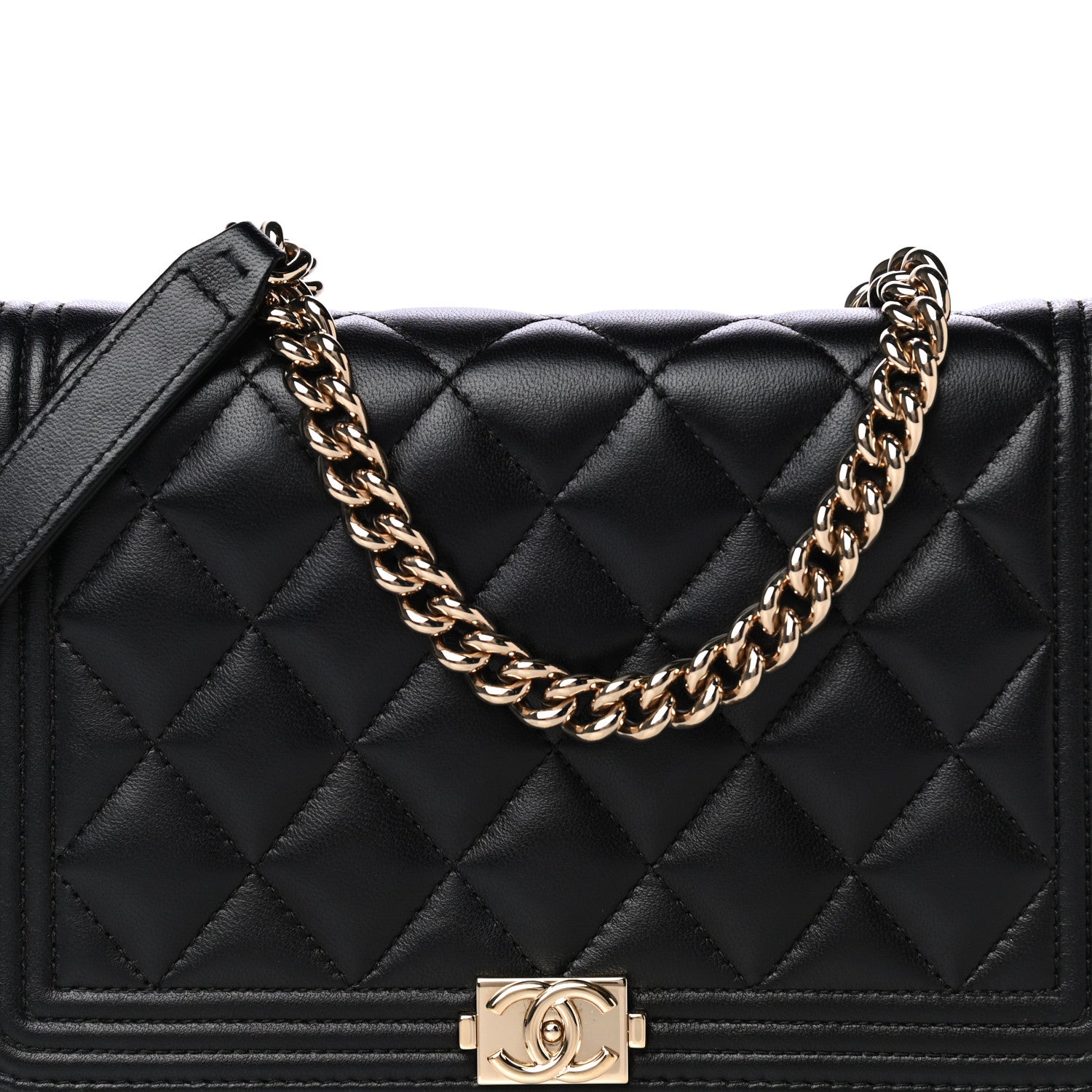 Chanel Lambskin Quilted Boy Wallet On Chain WOC Black 7 of 9