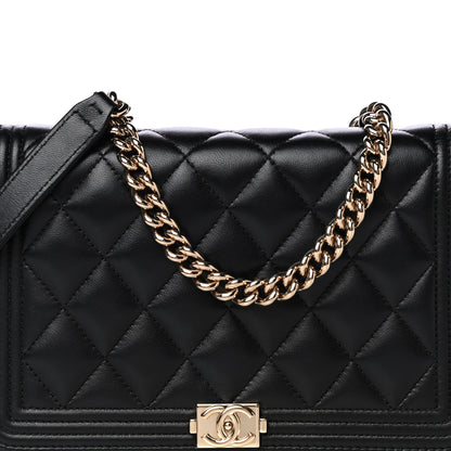 Chanel Lambskin Quilted Boy Wallet On Chain WOC Black 7 of 9