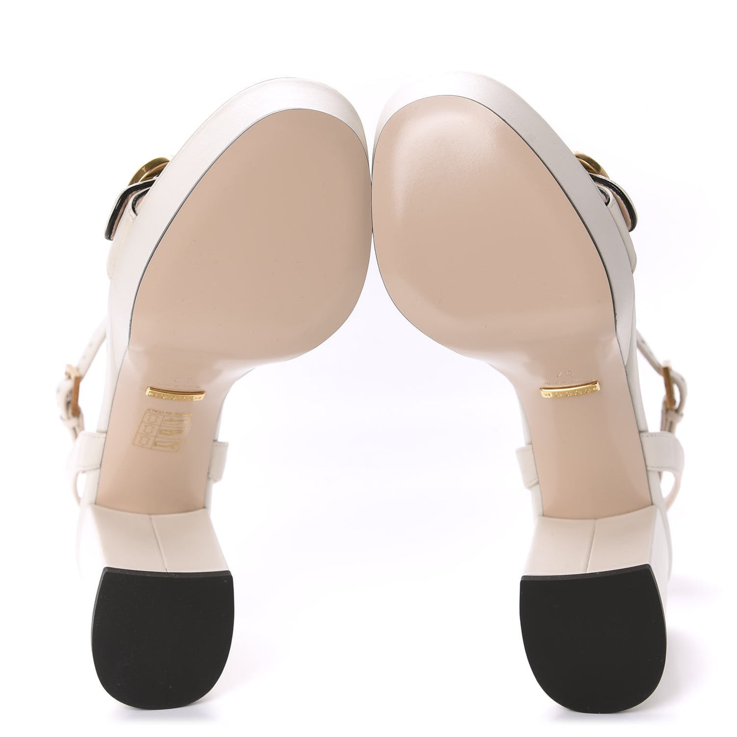 Calfskin GG Marmont Ankle Wrap 30/85mm Platform Sandals 37 Mystic White