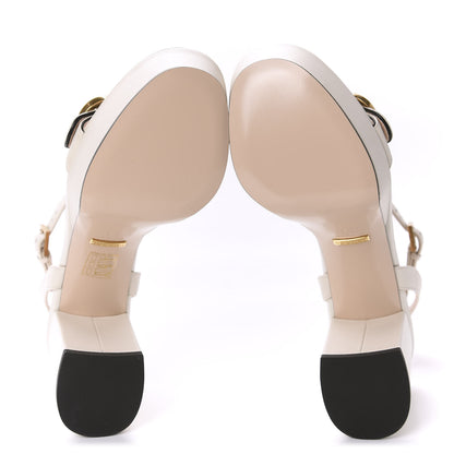 Gucci Calfskin GG Marmont Ankle Wrap 30/85mm Platform Sandals 37 Mystic White 5 of 9