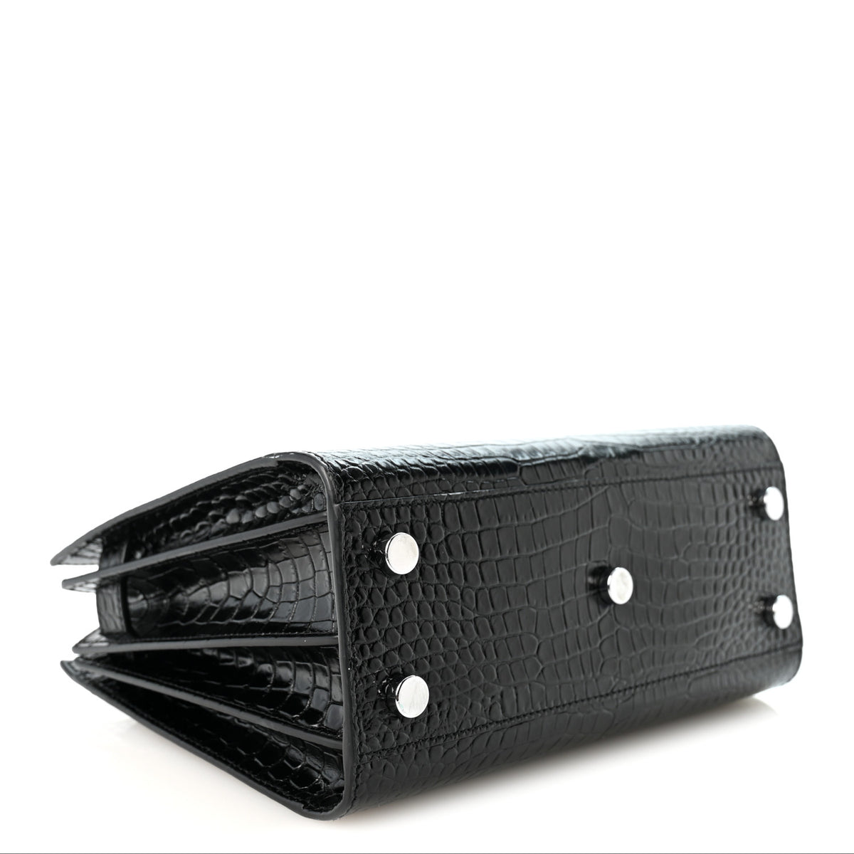 Saint Laurent Calfskin Crocodile Embossed Nano Sac De Jour Black 4 of 10