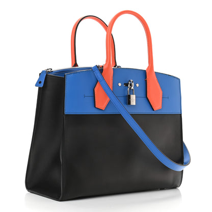 Louis Vuitton Calfskin City Steamer MM Black Blue Orange 3 of 9