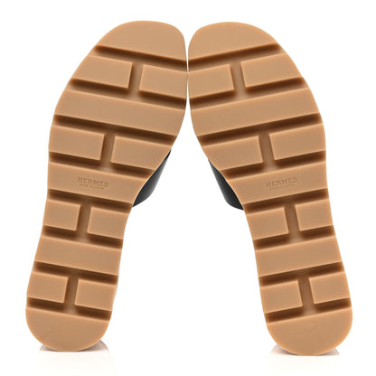 Hermes Calfskin Cork Eze 30 Sandals 37 Black 5 of 8
