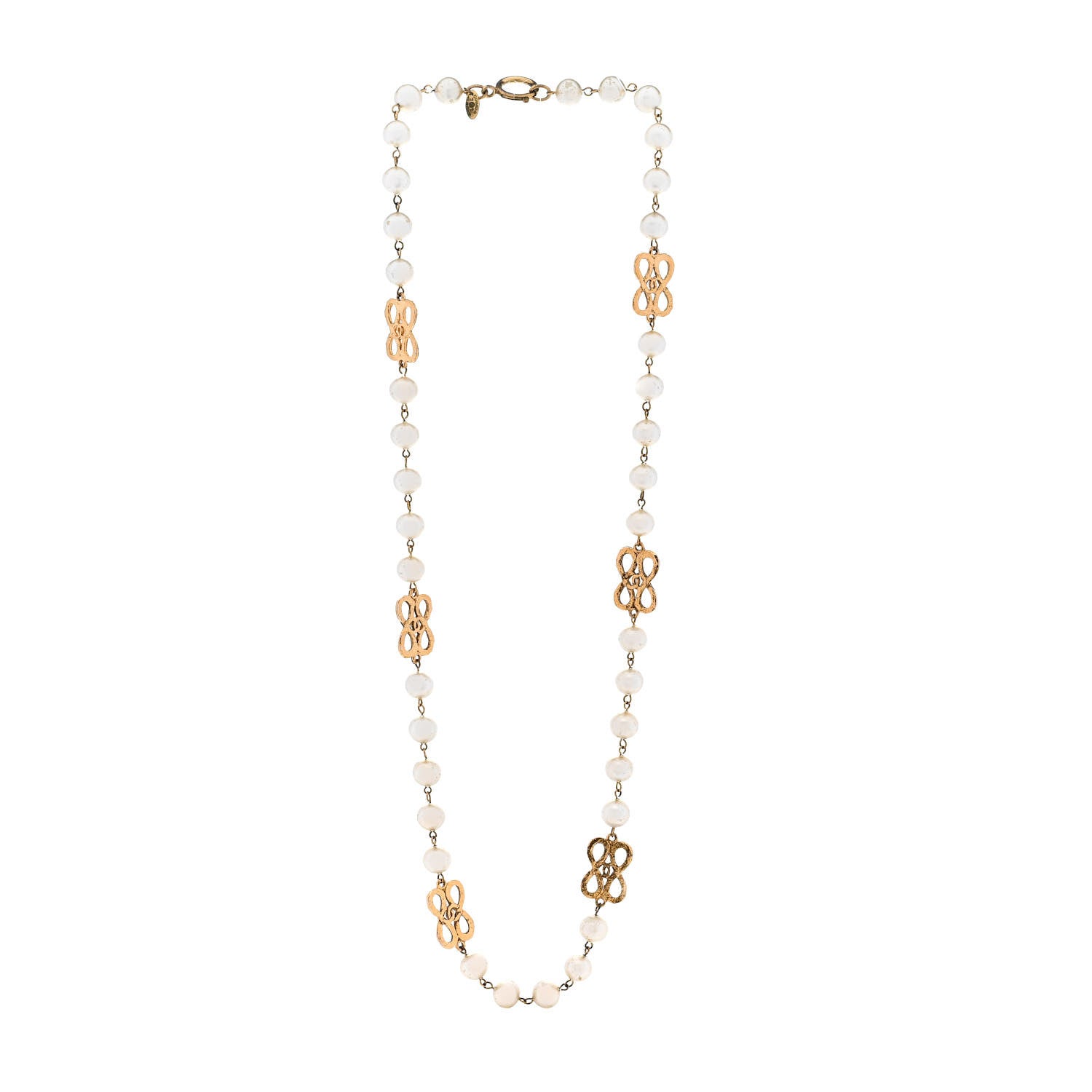 Chanel Pearl Long Necklace Gold 3 of 6
