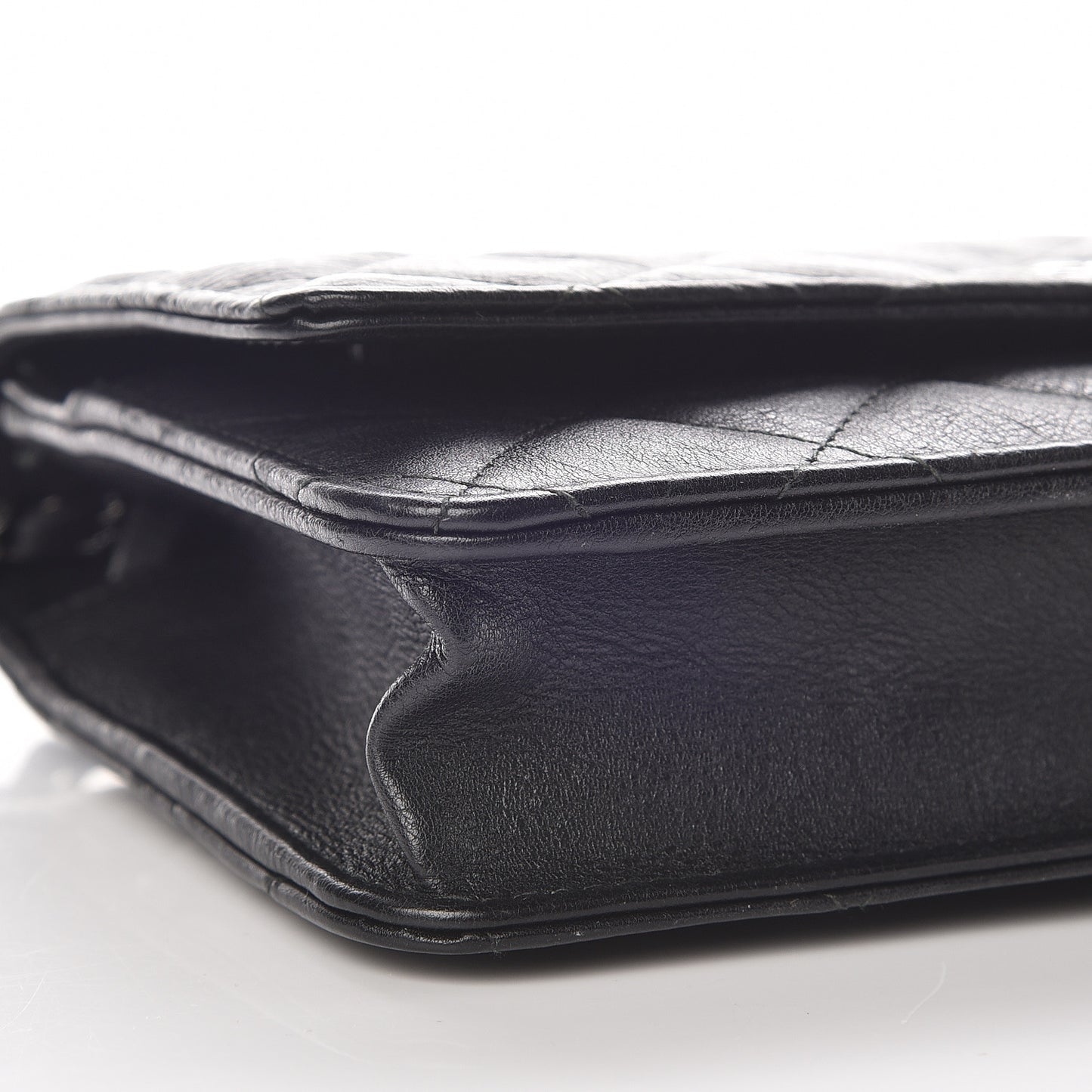 Crumpled Calfskin Quilted Wallet On Chain WOC So Black