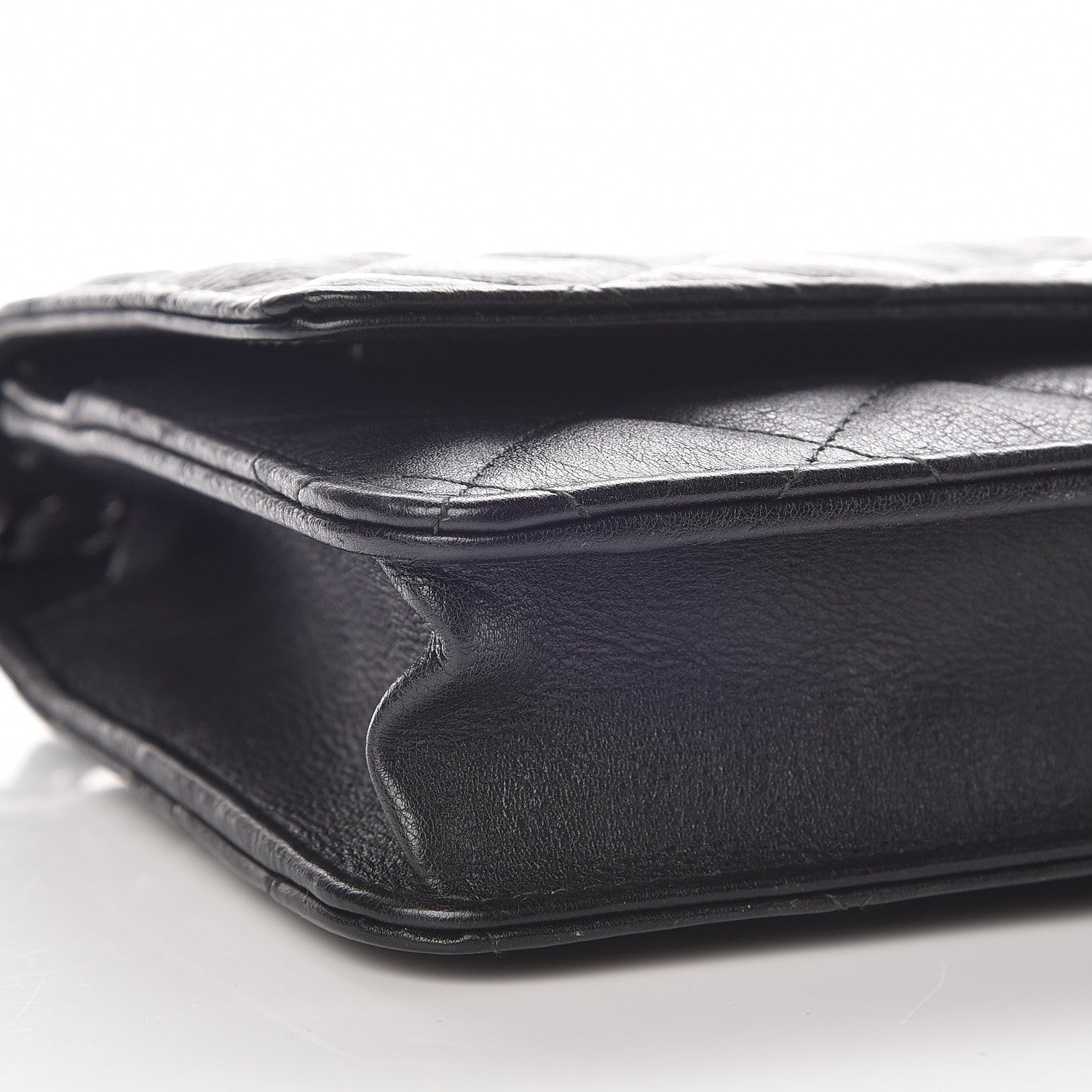 Chanel Crumpled Calfskin Quilted Wallet On Chain WOC So Black 9 of 10