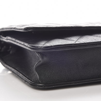 Chanel Crumpled Calfskin Quilted Wallet On Chain WOC So Black 9 of 10