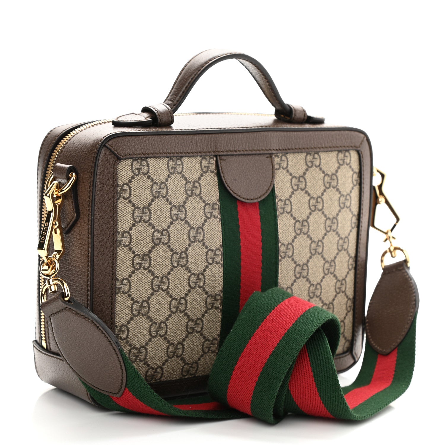 Gucci GG Supreme Monogram Web Small Ophidia Top Handle Shoulder Bag Brown 3 of 10
