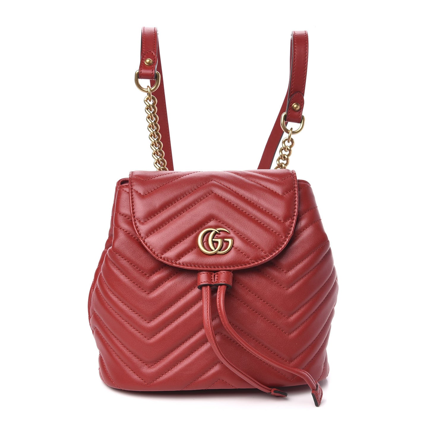 Calfskin Matelasse GG Marmont Flap Backpack Hibiscus Red