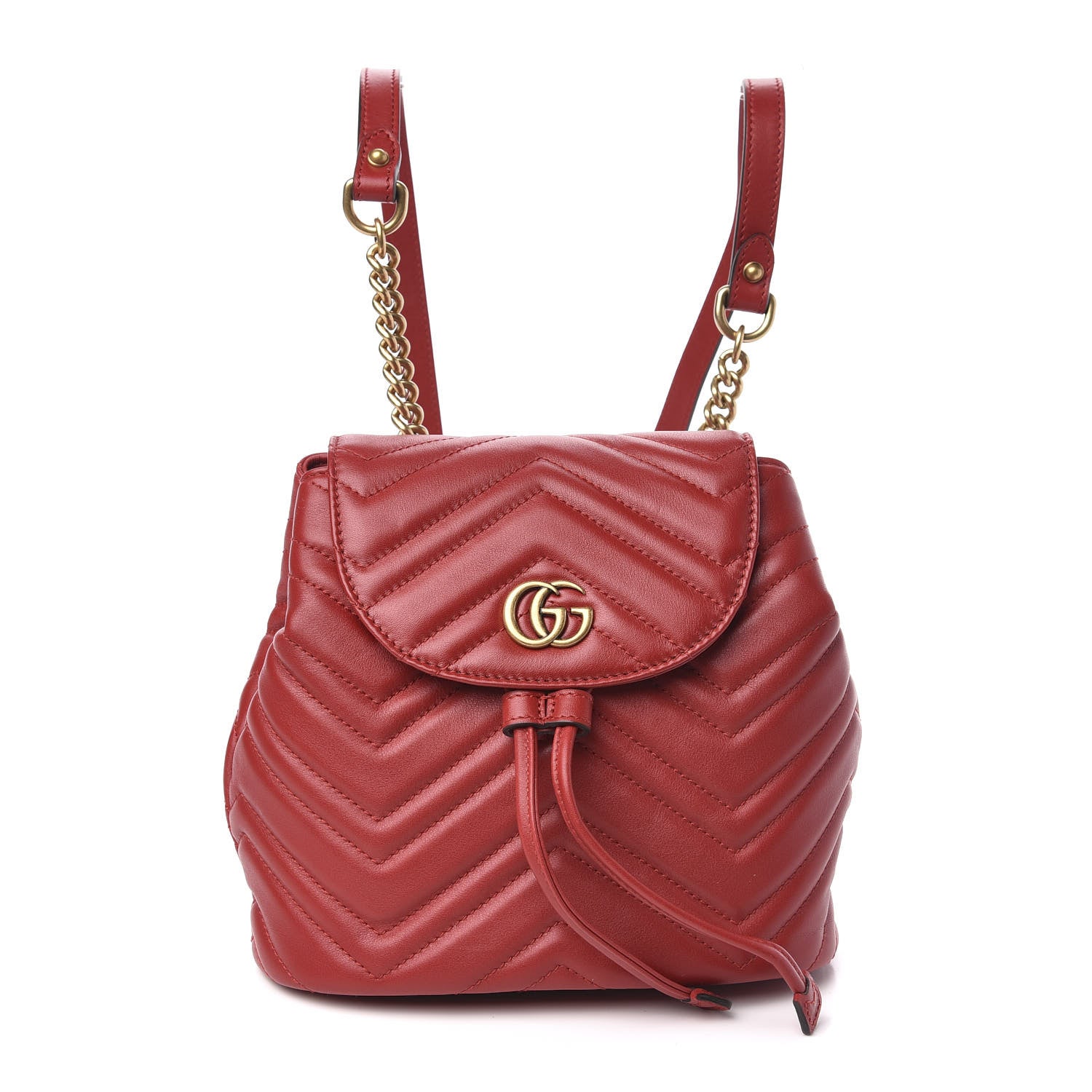 Gucci Calfskin Matelasse GG Marmont Flap Backpack Hibiscus Red 1 of 9