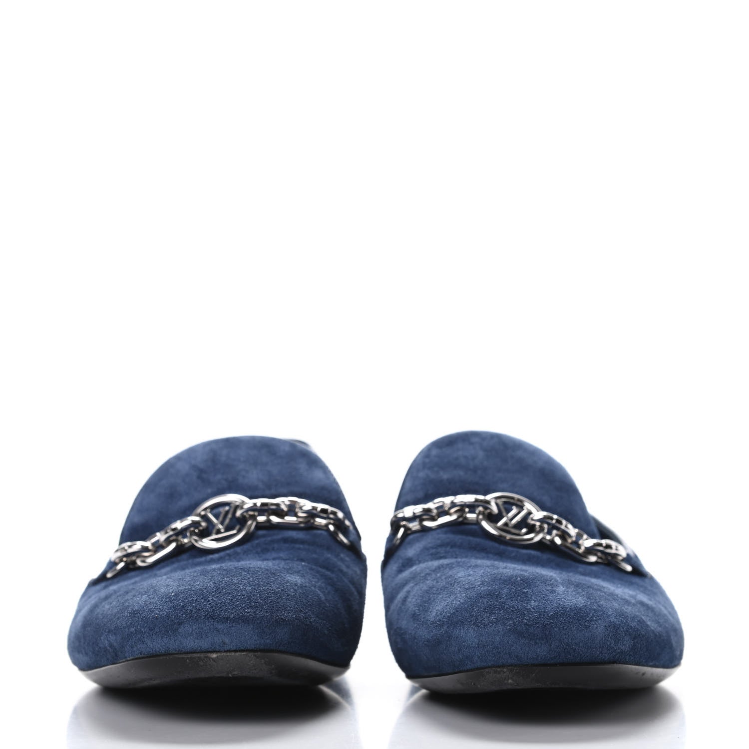 Louis Vuitton Suede Schoolgirl Flat Slippers 38 Blue 2 of 7