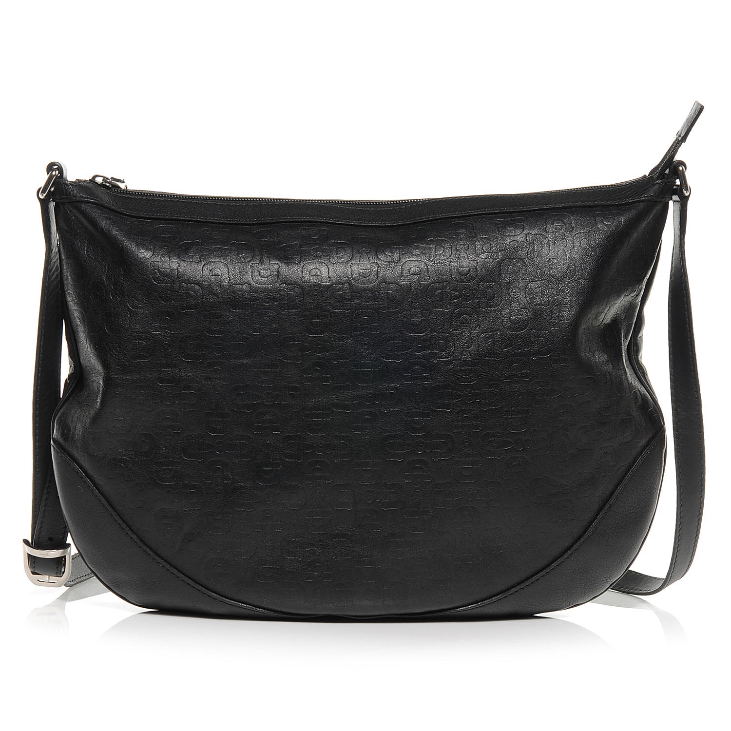 Gucci Calfskin Horsebit Embossed Large Half Moon Hobo Black 1 of 8