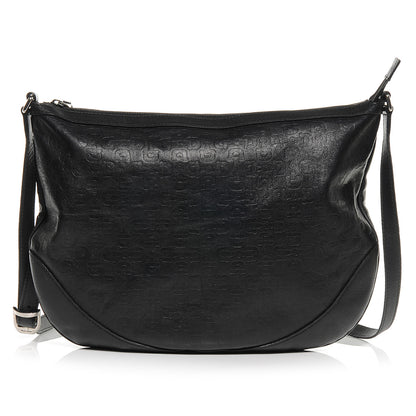 Gucci Calfskin Horsebit Embossed Large Half Moon Hobo Black 1 of 8