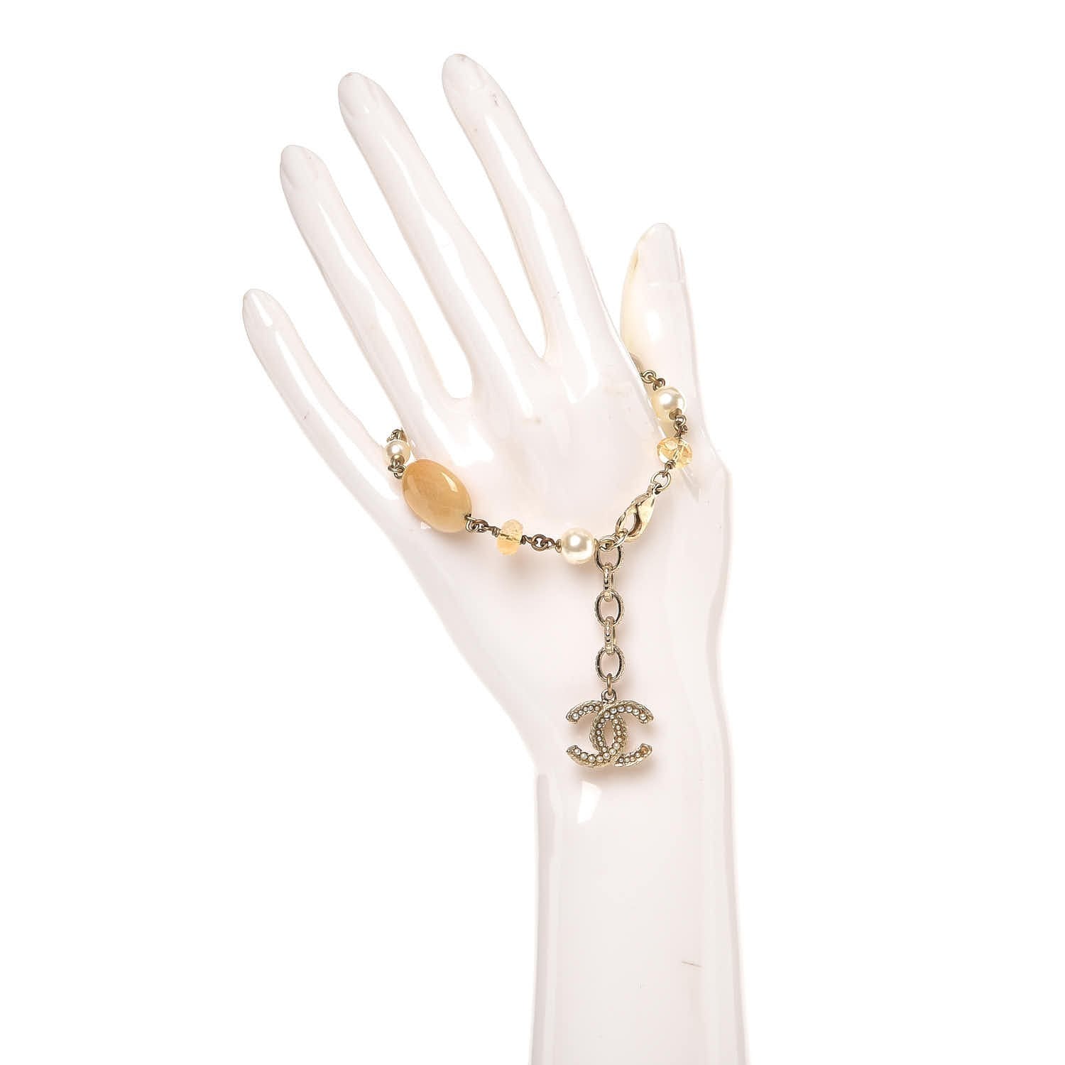 Chanel Pearl Beaded CC Bracelet Gold 2 of 4