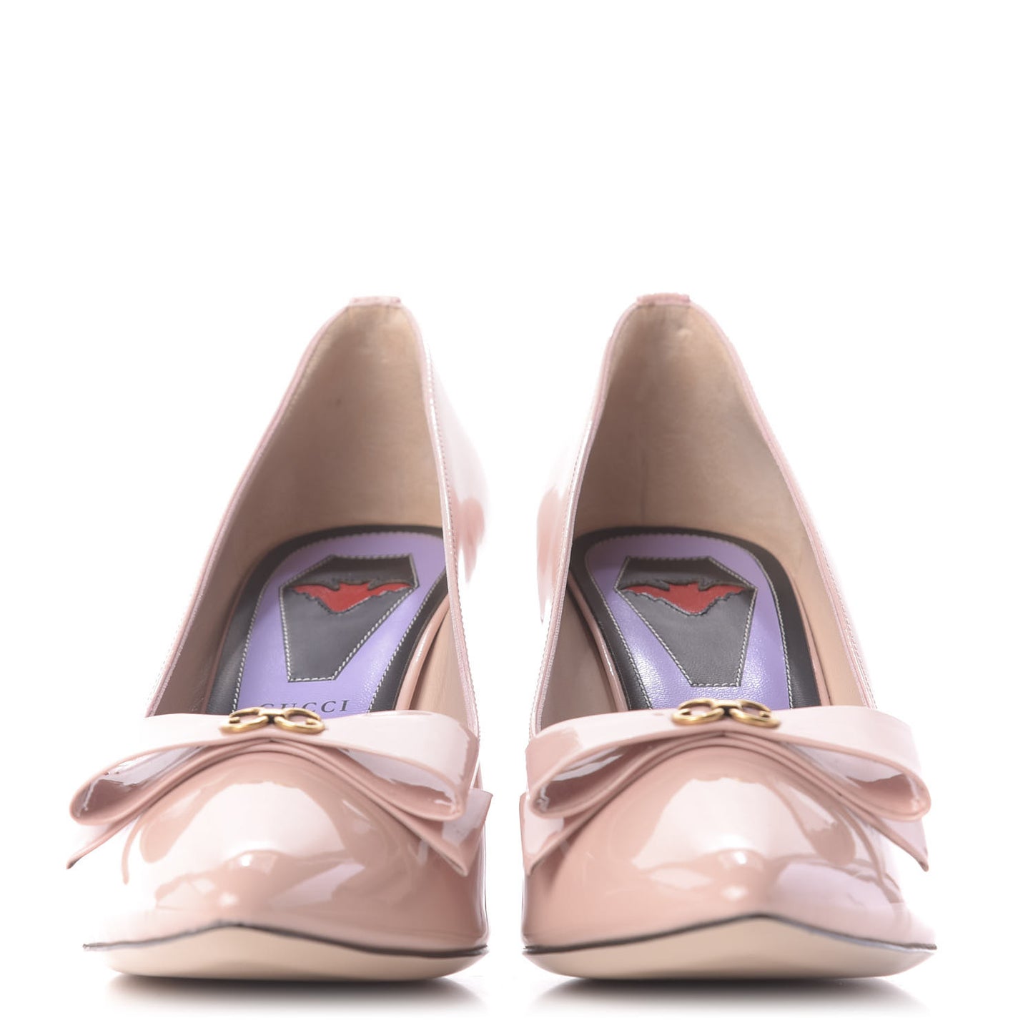 Patent GG Bow Sadie Spike Mid Heel Pumps 38.5 Perfect Pink
