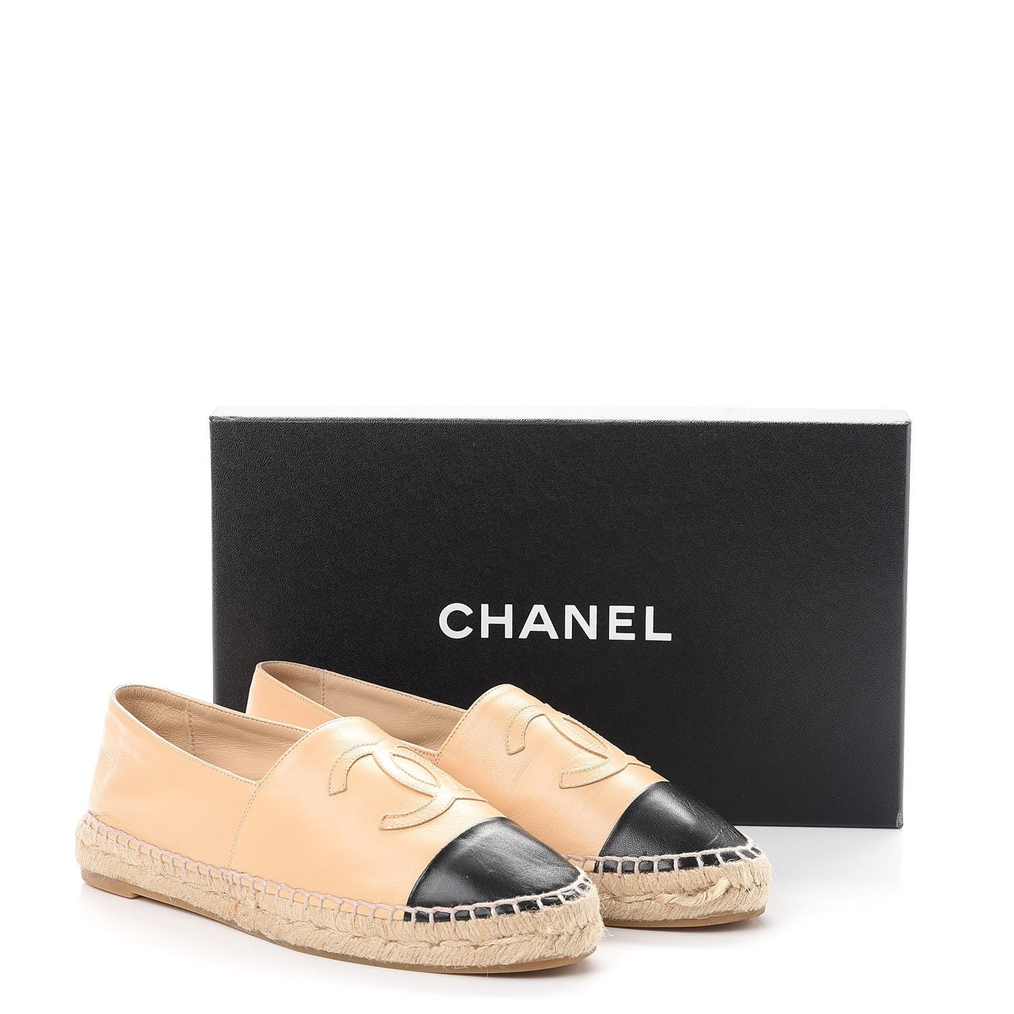 Lambskin CC Espadrilles 37 Beige Black