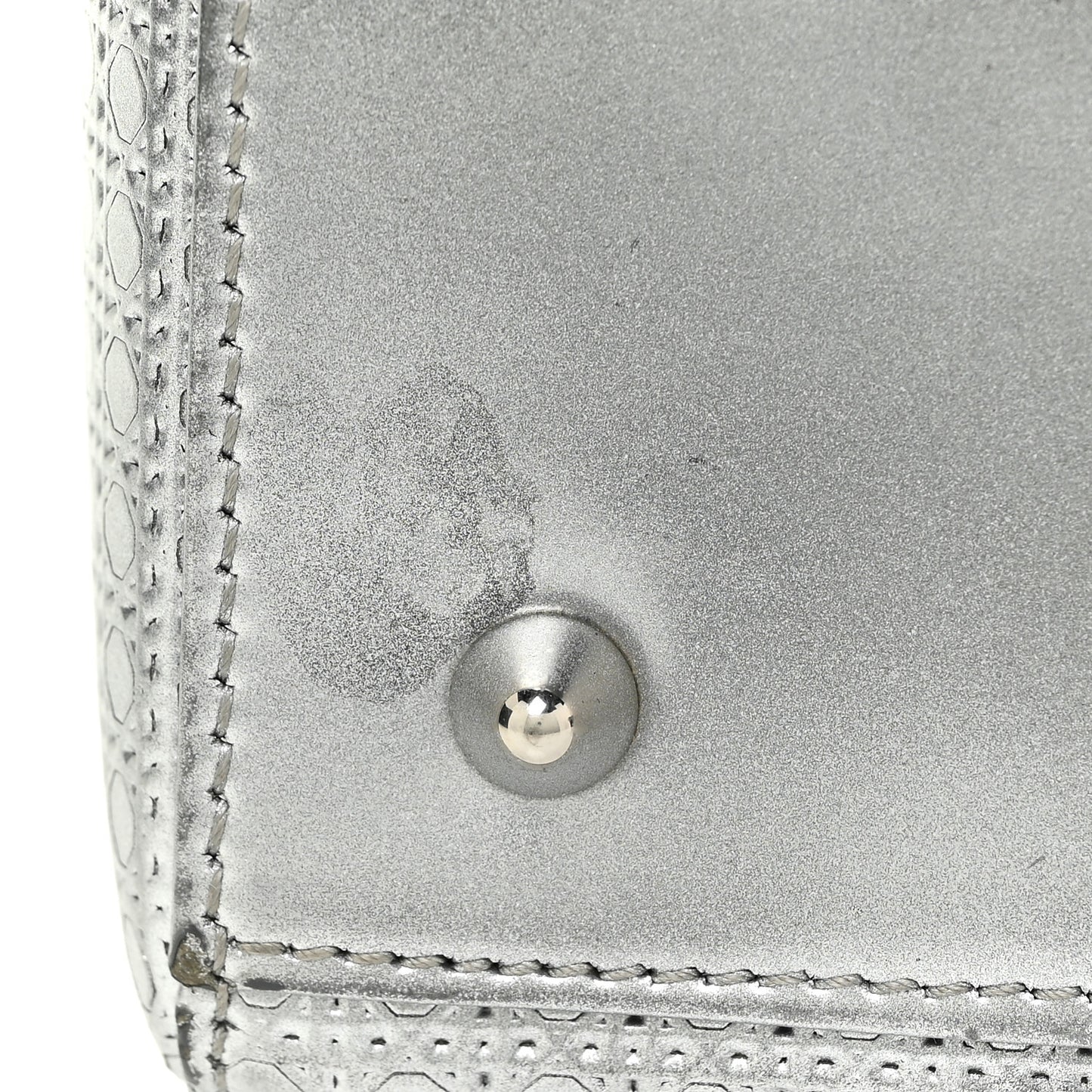 Metallic Patent Micro-Cannage Medium Lady Dior Silver
