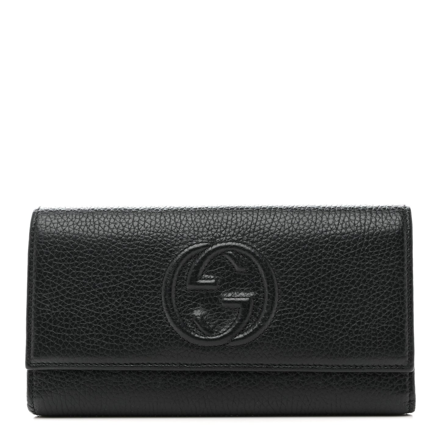 Pebbled Calfskin Large Soho Continental Wallet Black