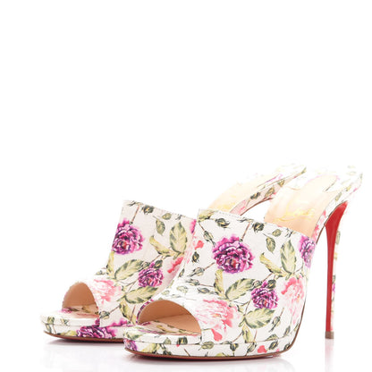 Christian Louboutin Watersnake Fiori Pigamule 120 Slide Sandals 40 Latte 3 of 9