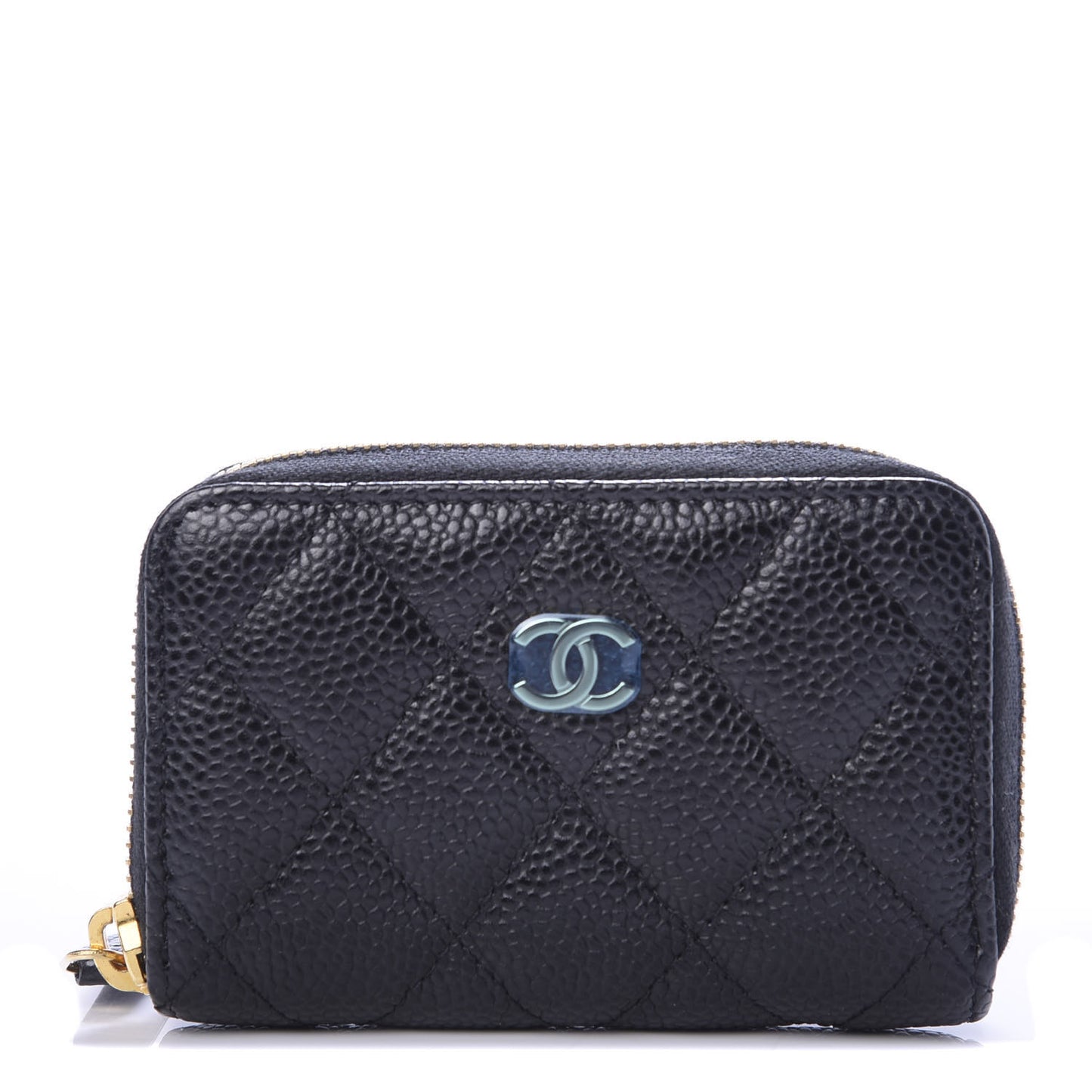 Caviar Quilted Zip Coin Purse Black