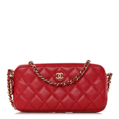 Chanel Lambskin Quilted Small Clutch With Chain Dark Pink 1 of 14