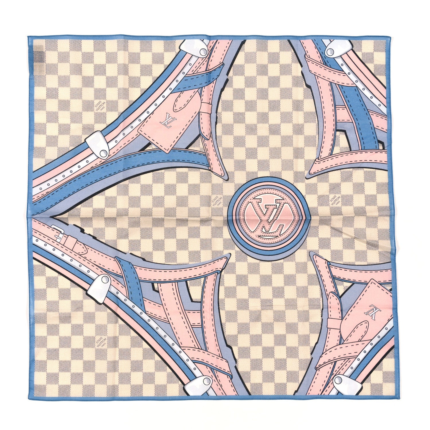 Louis Vuitton Cotton Damier Azur Straps Bandana Scarf Multicolor 1 of 3