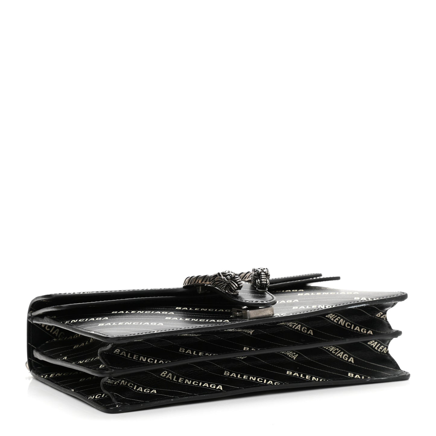 X BALENCIAGA Calfskin Logo Print Small Dionysus Shoulder Bag Black