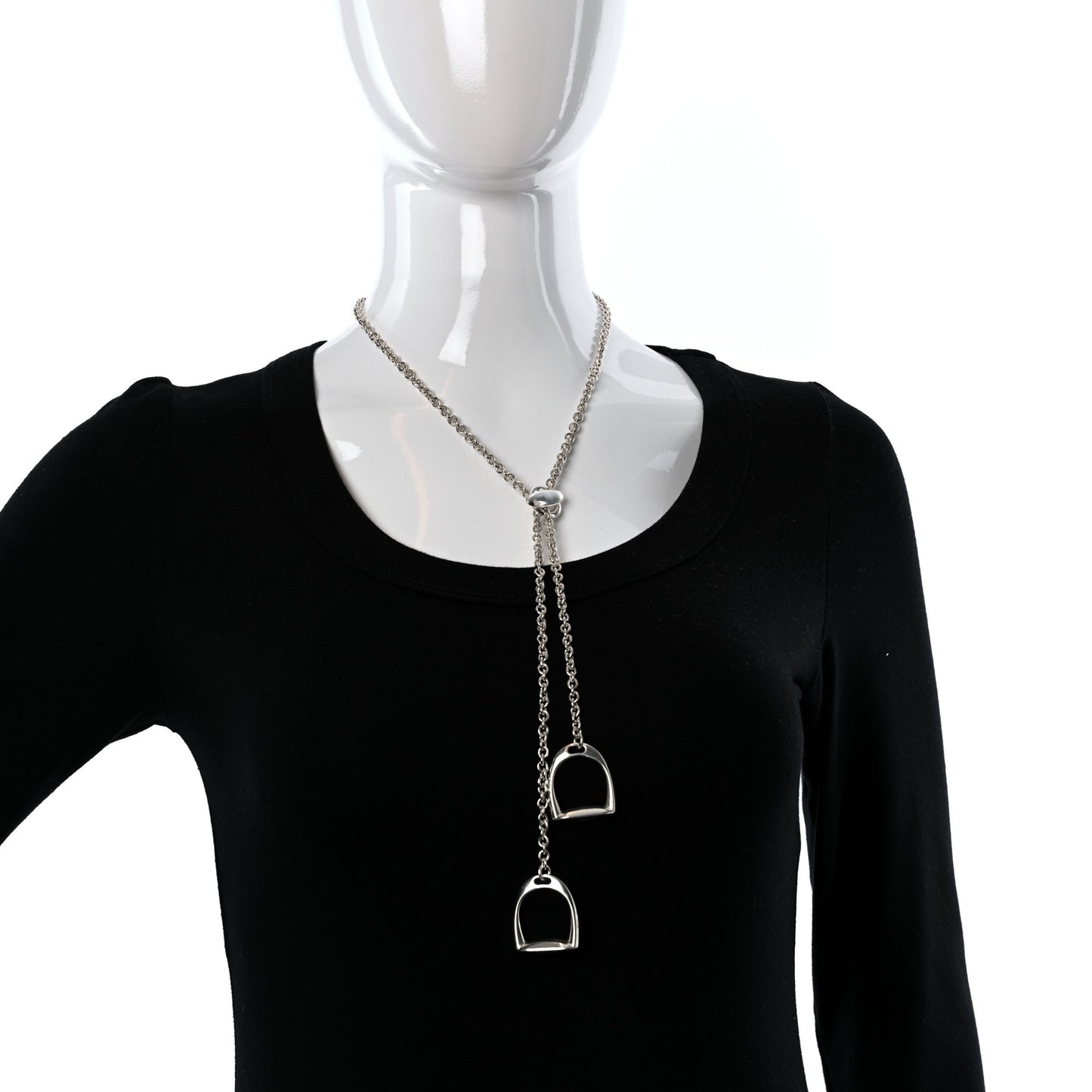 Sterling Silver Stirrup Lariat Necklace