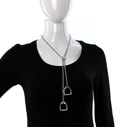 Hermes Sterling Silver Stirrup Lariat Necklace 2 of 5