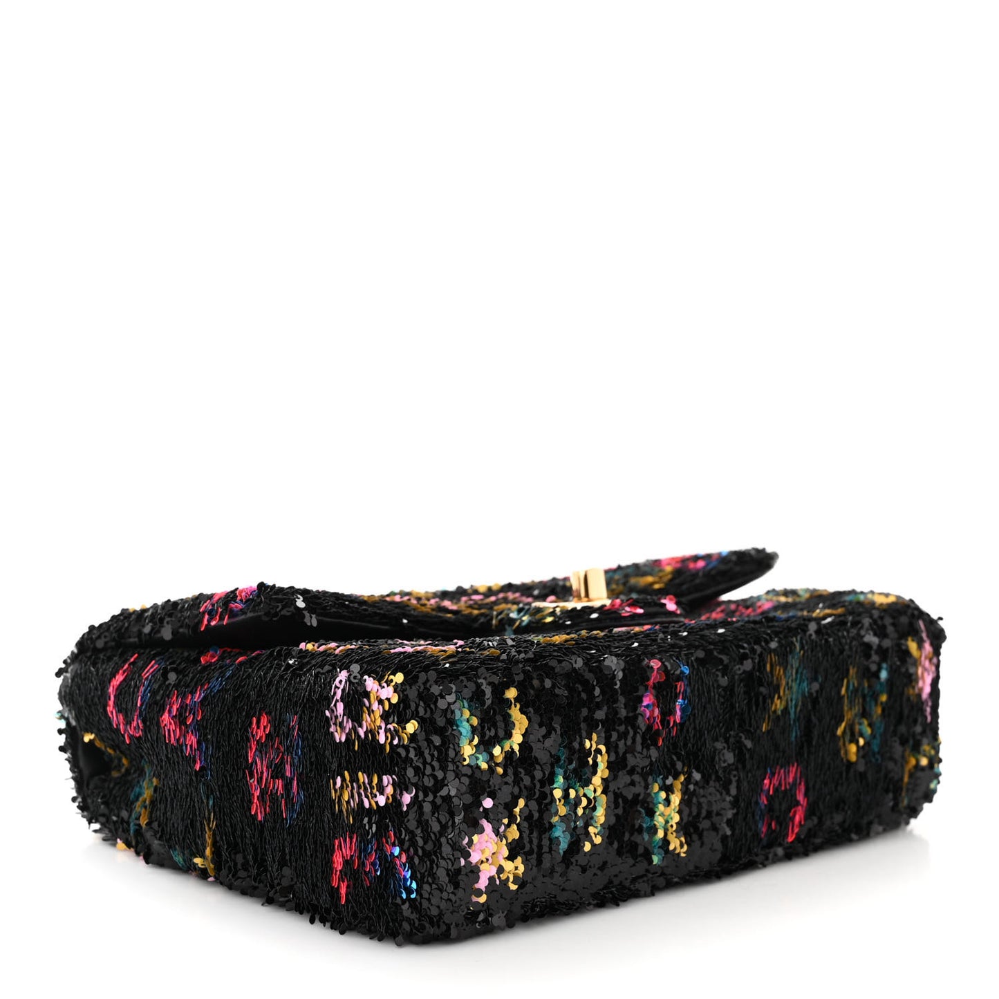 Sequin Logo CC Small Single Flap Black Multicolor