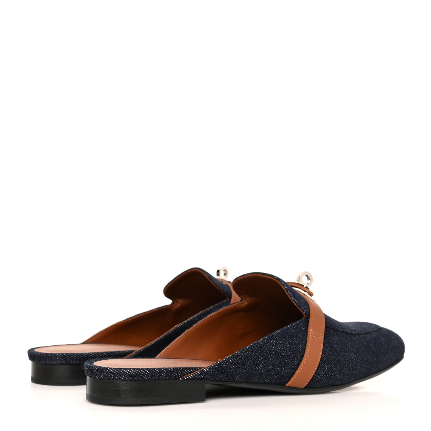 Hermes Calfskin Denim Oz Mules 39.5 Bleu Brut Gold 4 of 8