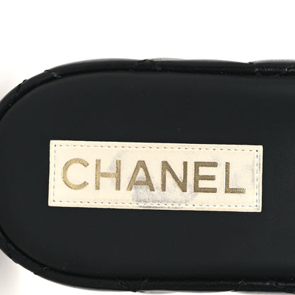 Chanel Lambskin Quilted CC Mules Wedge Sandals 40 Black 8 of 9