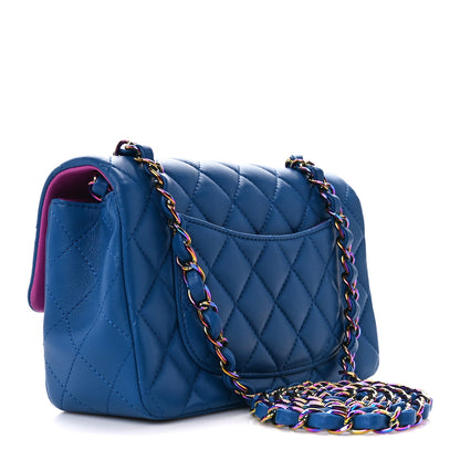 Chanel Lambskin Quilted Mini Rectangular Flap Blue Purple 3 of 13