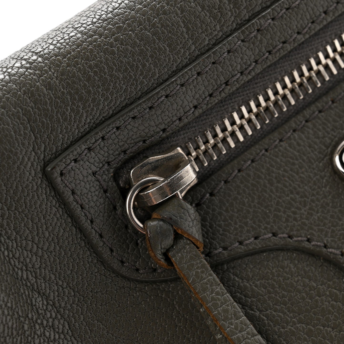 Chevre Silver Metallic Edge Hardware Envelope Clutch Gris Acier