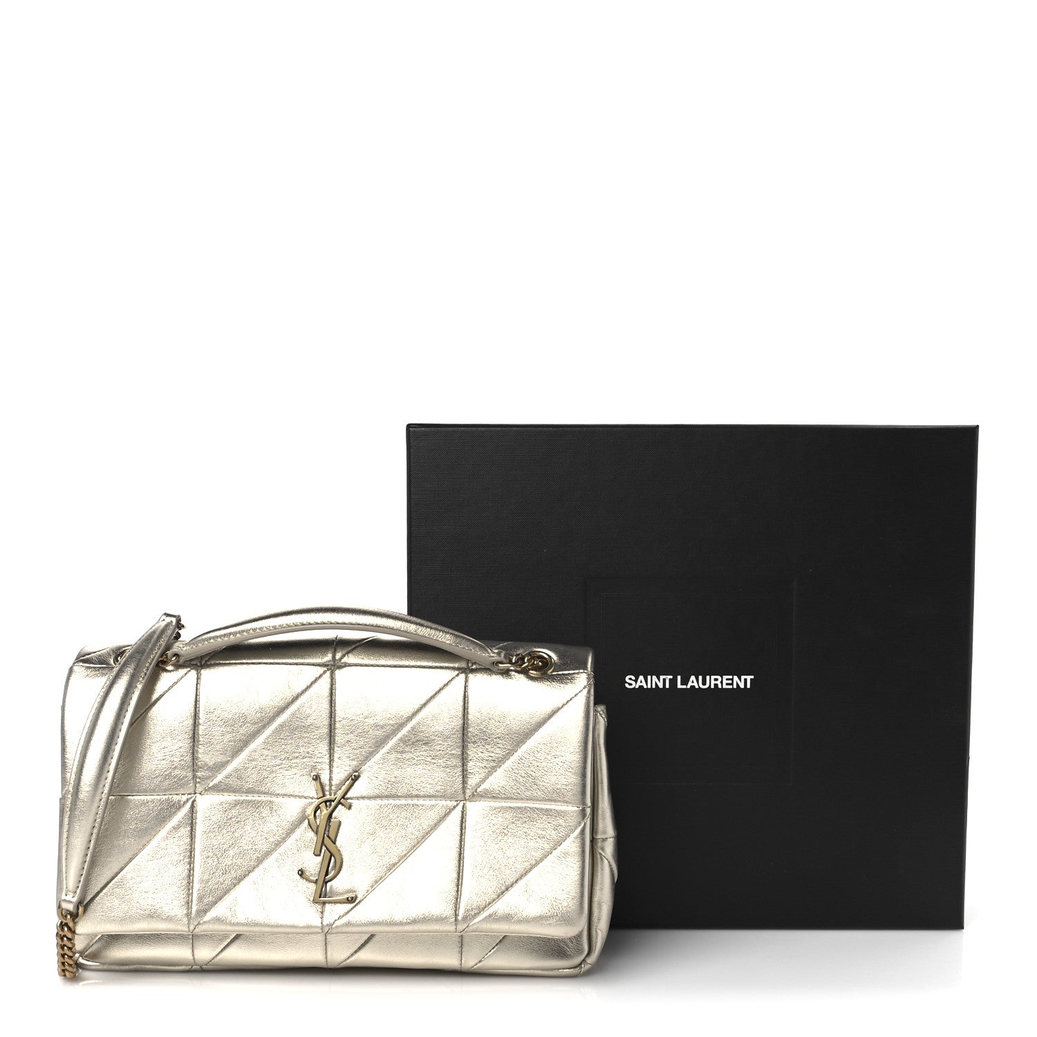 Saint Laurent Lambskin Patchwork Monogram Medium Jamie Gold 11 of 11