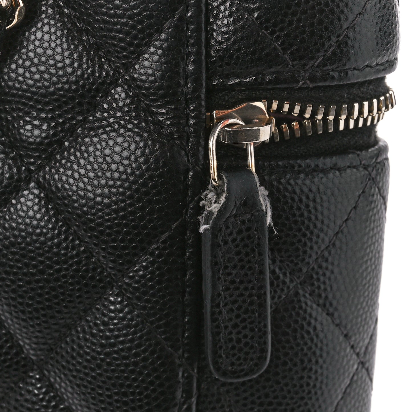 Caviar Quilted Phone Holder With Chain Black