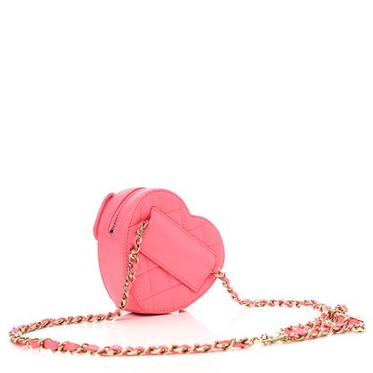 Chanel Lambskin Quilted CC In Love Heart Waist Belt Bag With Chain Pink 3 of 7